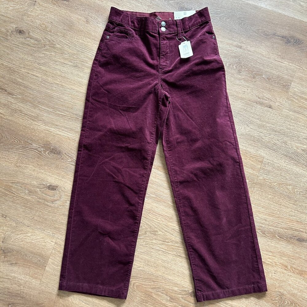 NWT ST Johns Bay Corduroy Pants Wide Leg High Stretchy Waist Size 8 Women's